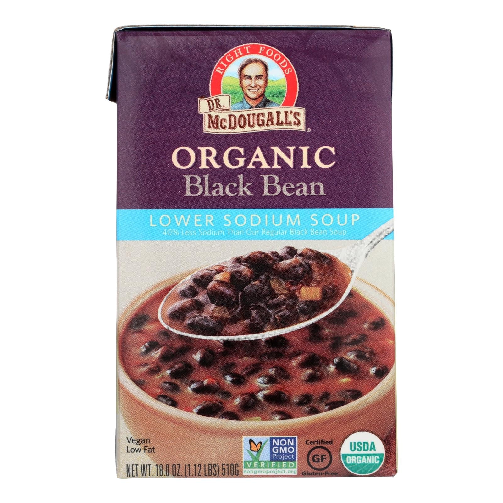 Dr. McDougall's Low Sodium Organic Black Bean Soup (Pack of 6 - 18 Oz.)