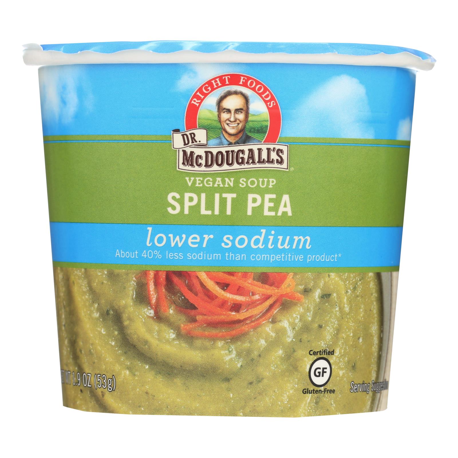 Dr. McDougall's Vegan Split Pea Low Sodium Soup Cup (Pack of 6 - 1.9 Oz.)