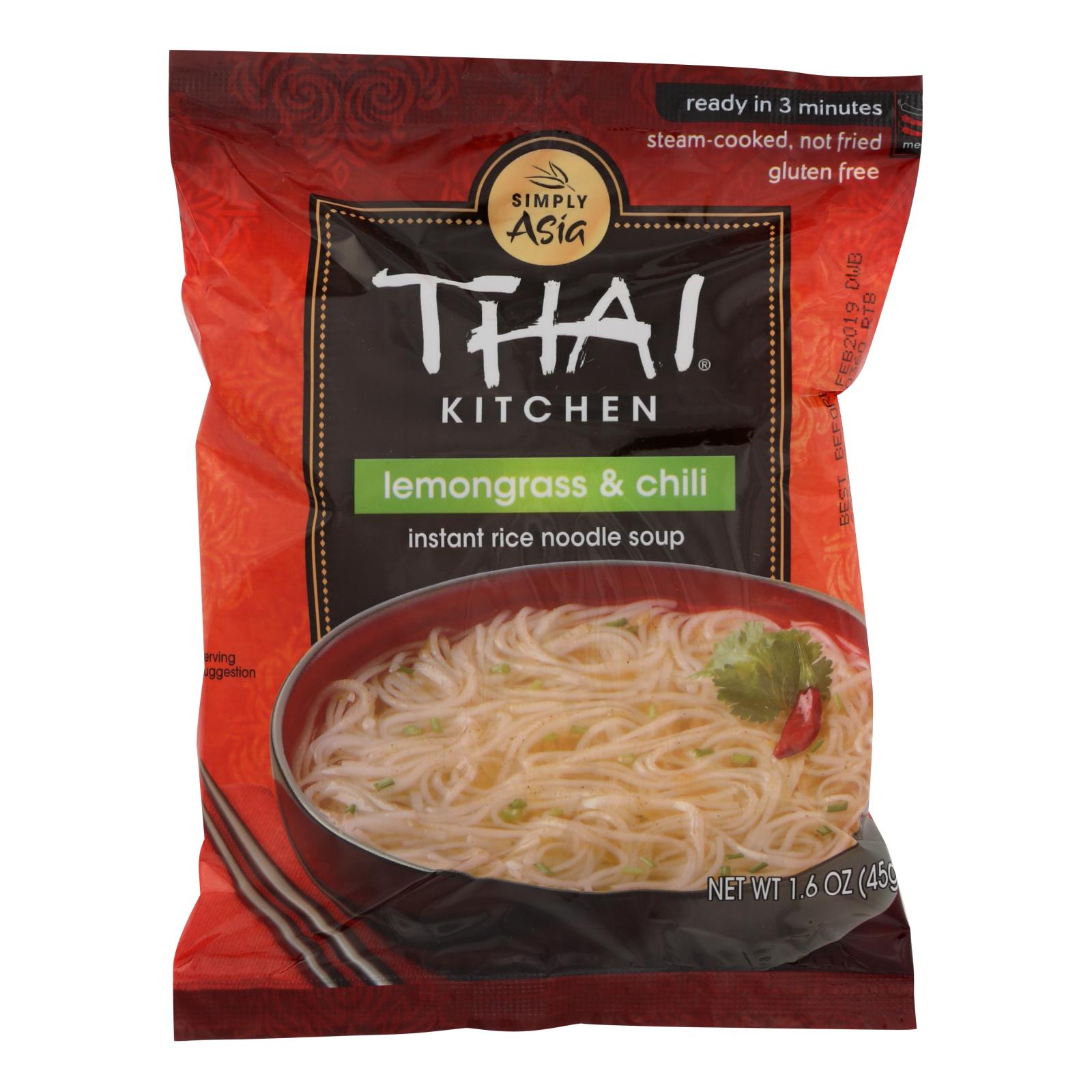 Thai Kitchen Lemongrass and Chilli Flavored Instant Rice Noodle Soup, 1.6 Oz (Pack of 6)