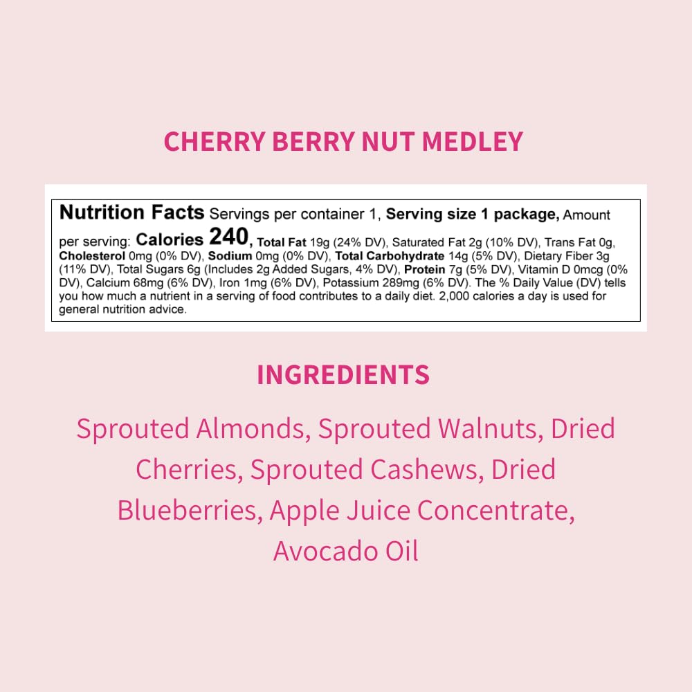 Daily Crunch Sprouted Nuts, Mixed Cherry Berry Medley, 1.5 oz (Case of 8)