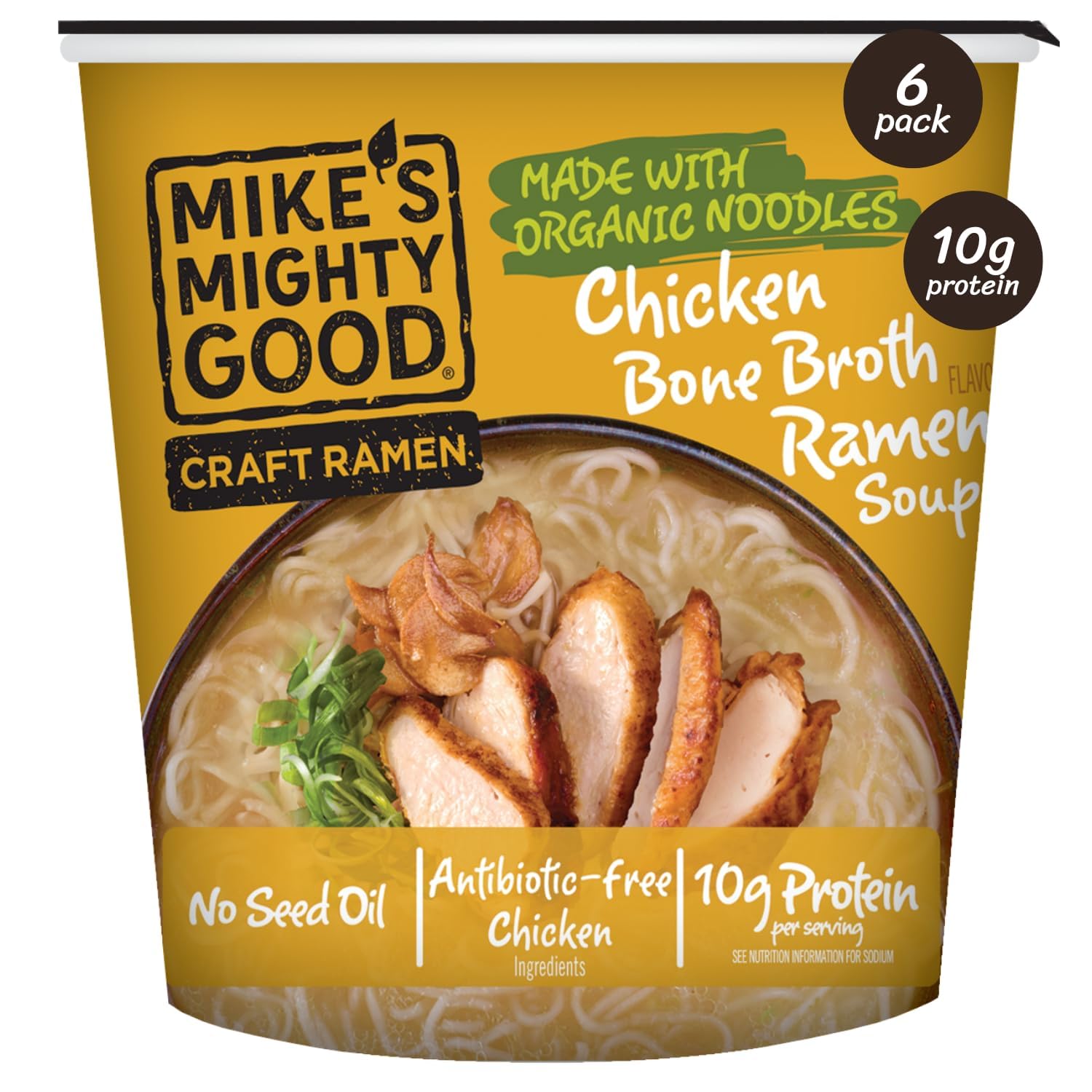 Mike's Mighty Good Chicken Ramen Noodle Soup, Pack of 6, 1.6 Oz.