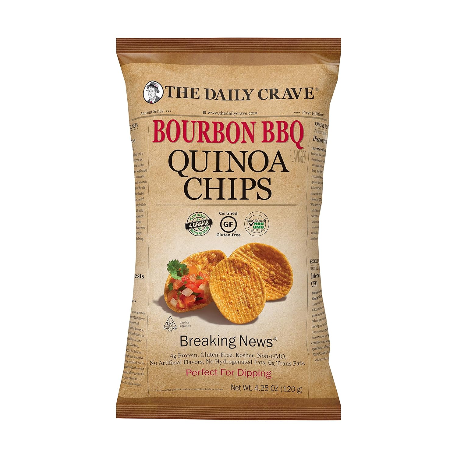 The Daily Crave Bourbon BBQ Quinoa Chips, 4.25 oz, Pack of 8