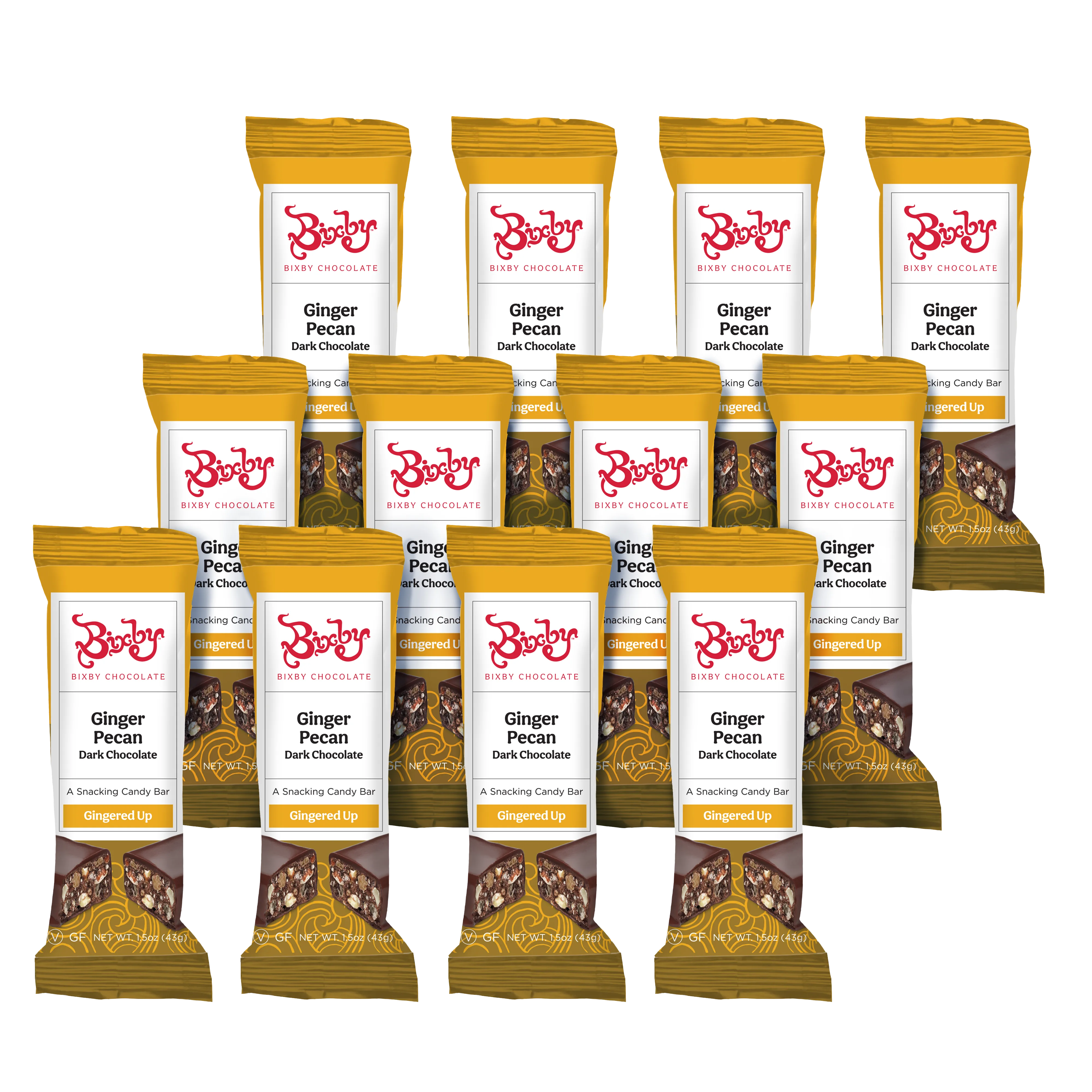 Gingered Up® - Dark Chocolate + Crystalized Ginger & Pecan (Vegan)
