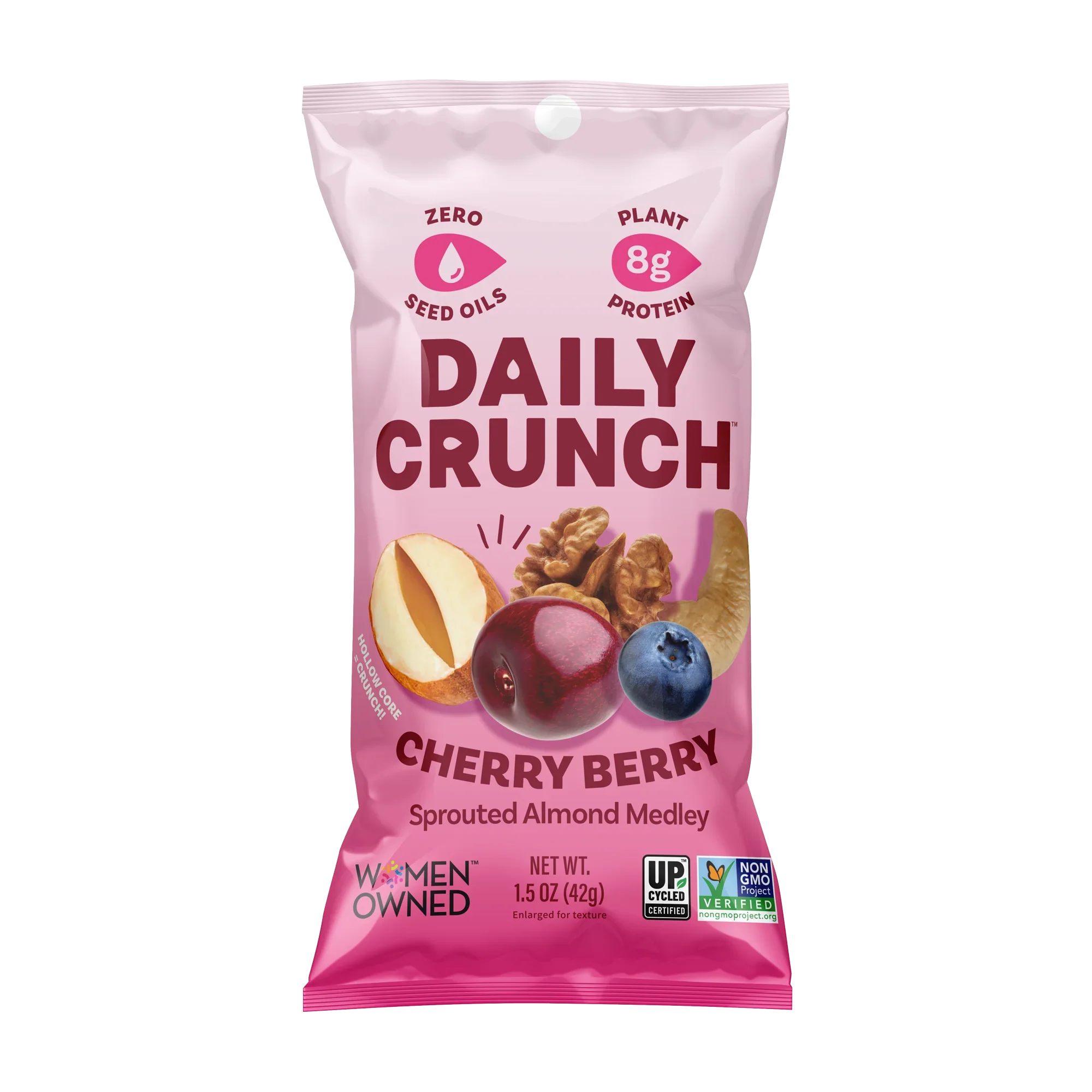 Daily Crunch Sprouted Nuts, Mixed Cherry Berry Medley, 1.5 oz (Case of 8)