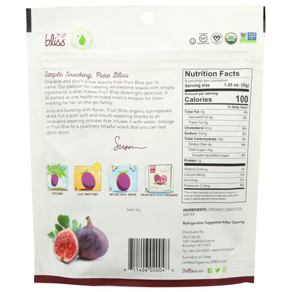 Fruit Bliss Organic Turkish Figs, Case of 6, 5 Oz Packs