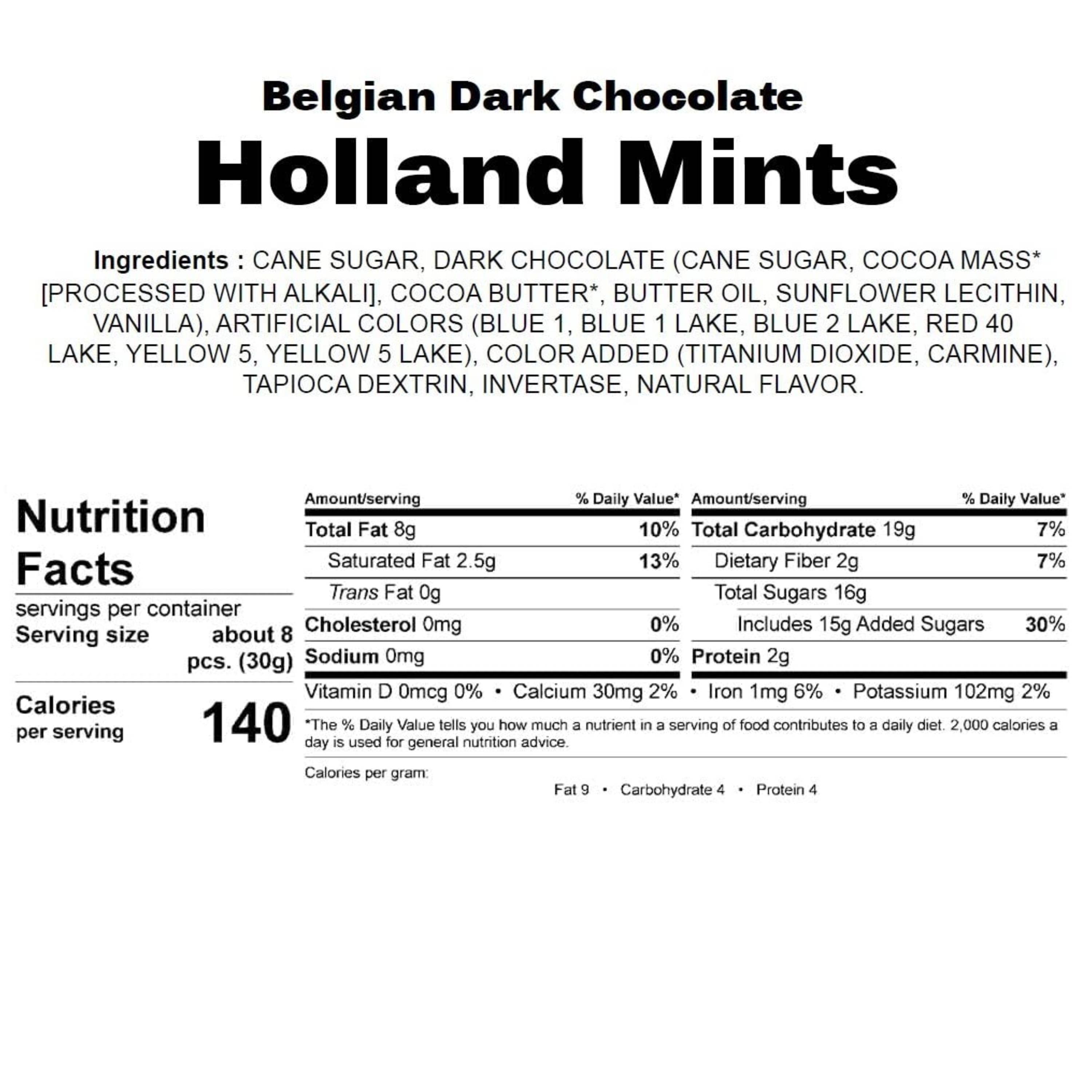 ANDY ANAND CHOCOLATIER Gluten Free Holland Mints - Finest Dark Belgian Chocolate Infused with Pure Peppermint Oil Unique Flavor With Dutch Goodness, Best Gourmet Perfect as a Luxurious Gift Box (1lb)