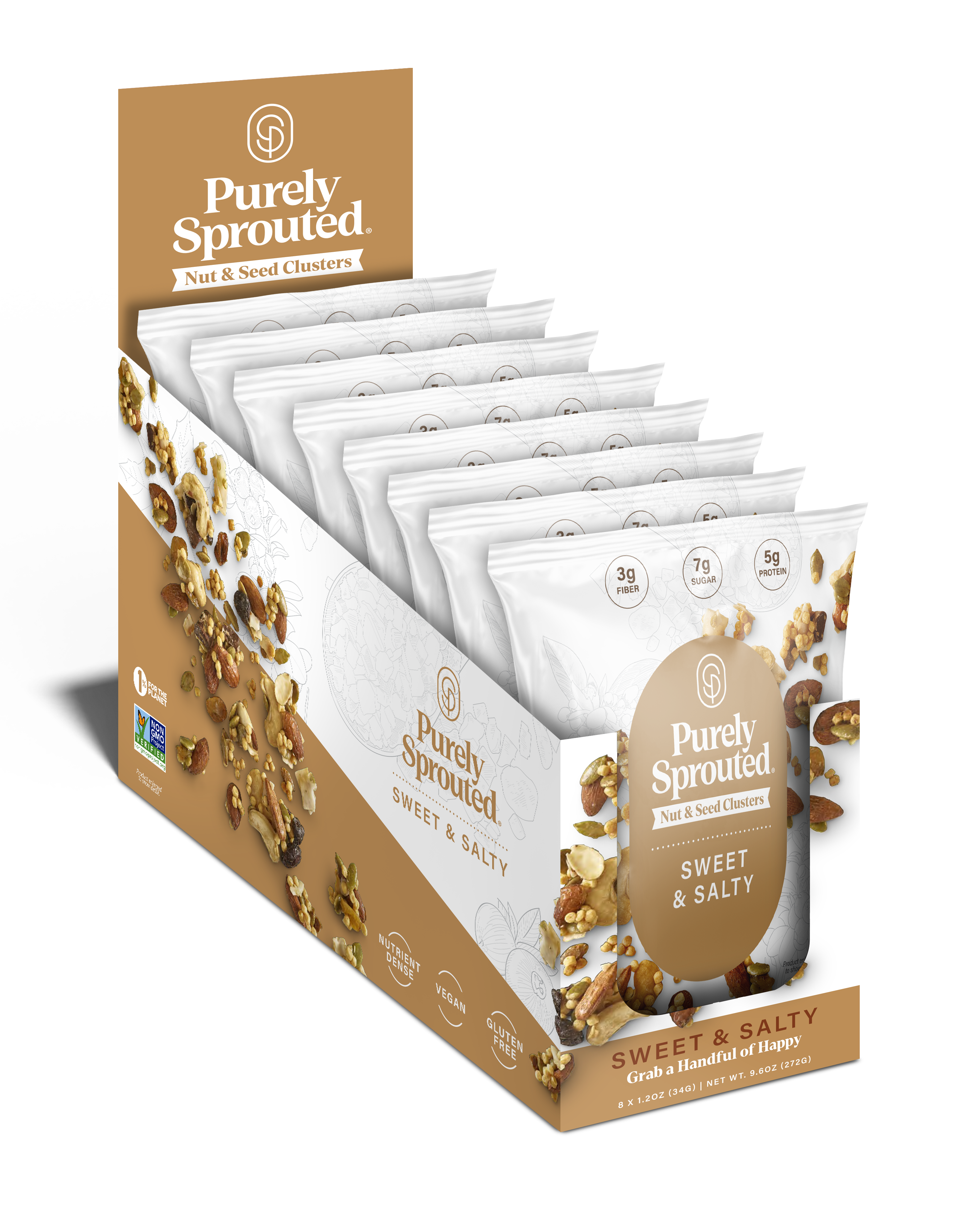 Sweet & Salty, Sprouted Snack Mix, Snack Pack, 8-Pack (1.2 Oz Each)