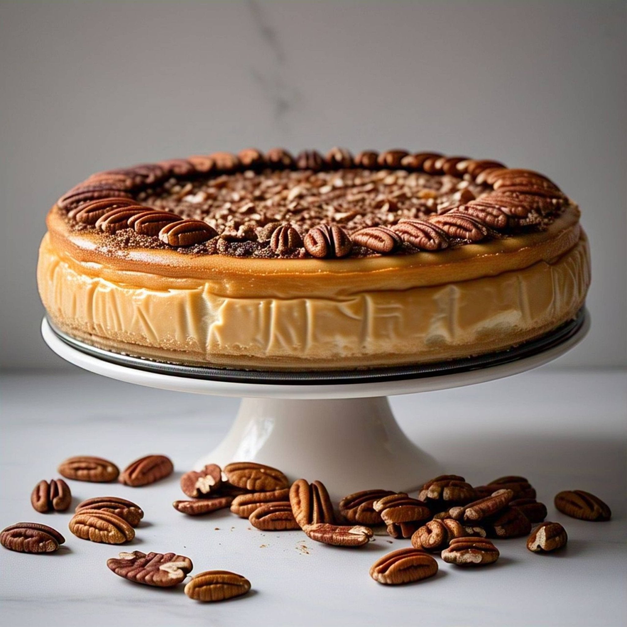 Andy Anand Caramel Pecan Cheesecake 9" | Freshly Baked, All-Natural Homemade Style Cheesecake Near Me Bakery (2.8 lbs)